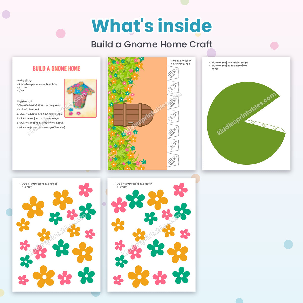 Build a Gnome Home Craft printable – inside pages preview