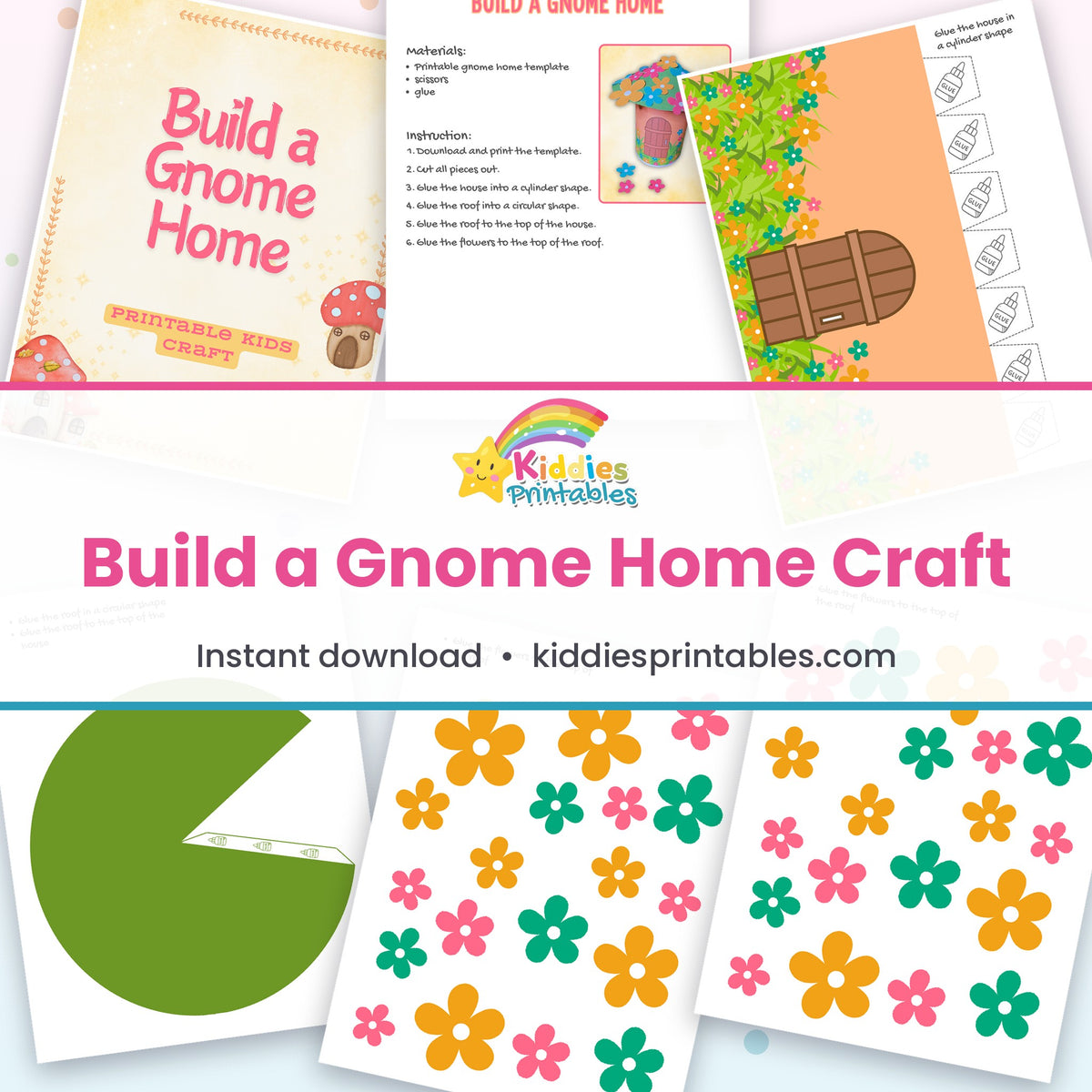 Build a Gnome Home Craft printable – page collage