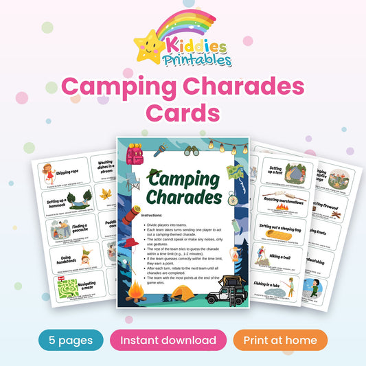 Camping Charades Cards printable – cover