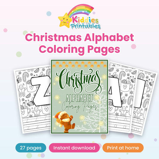Christmas Alphabet Coloring Pages printable - cover and preview