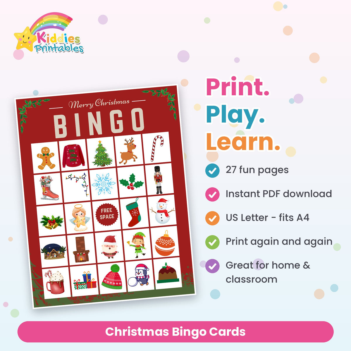 Christmas Bingo Cards printable – what's included