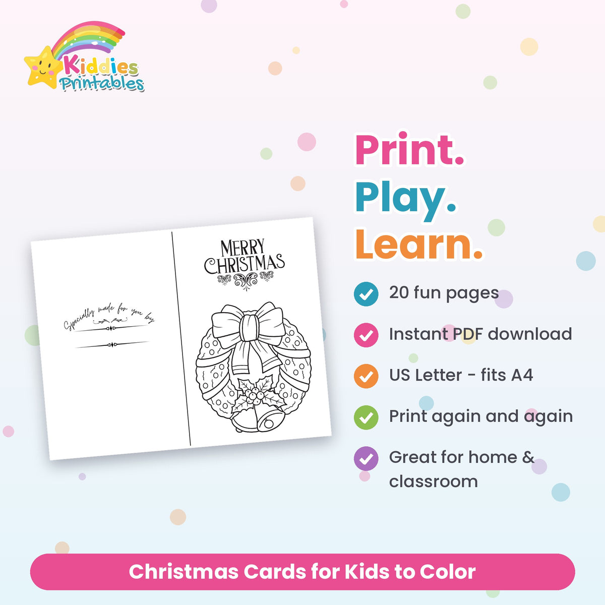 Christmas Cards for Kids to Color printable – what's included