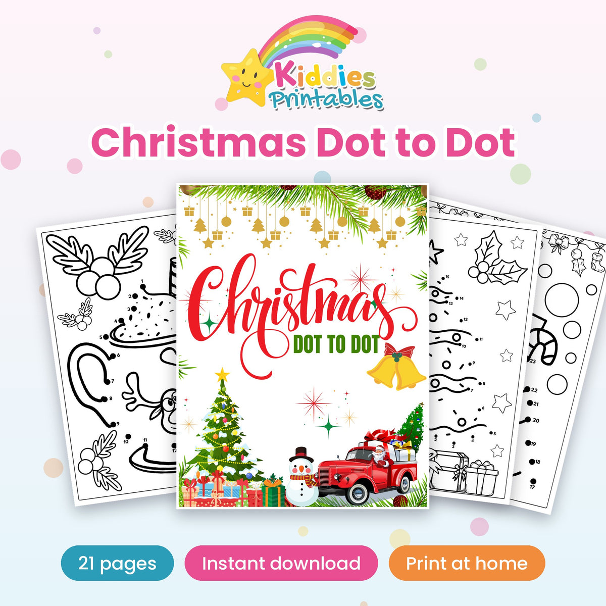 Christmas Dot to Dot printable - cover and preview
