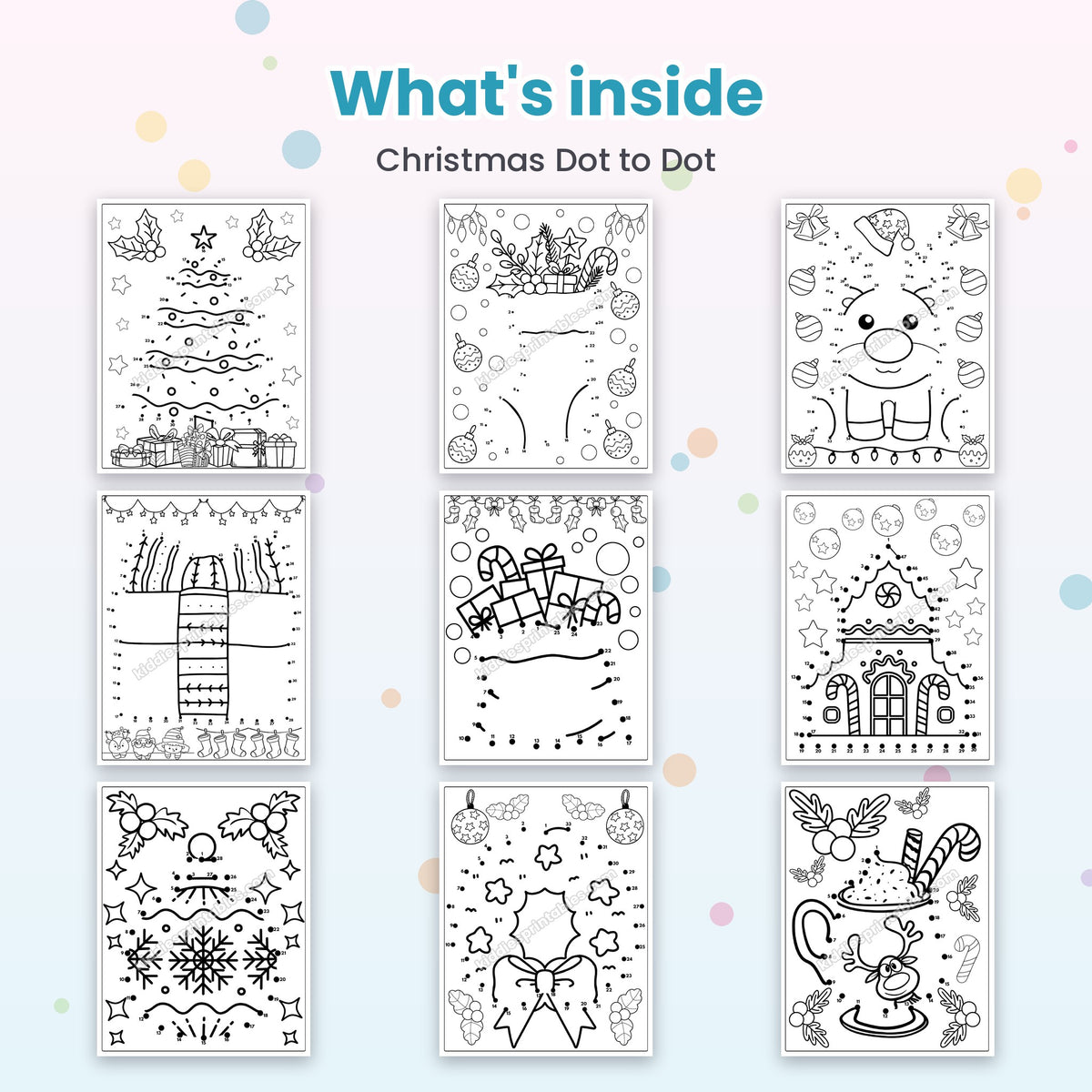Christmas Dot to Dot printable - whats inside