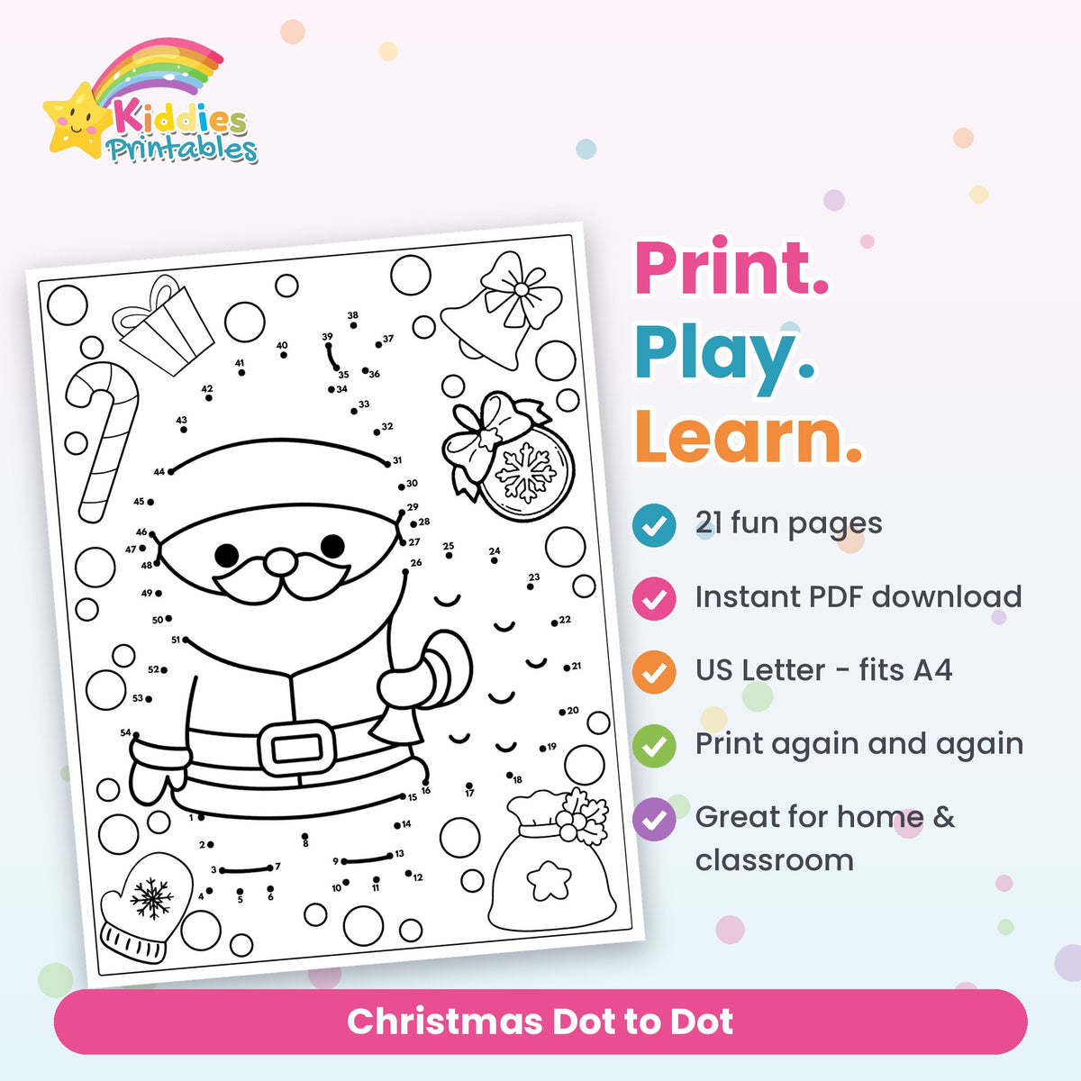 Christmas Dot to Dot printable - features