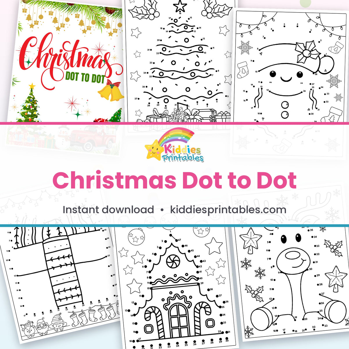 Christmas Dot to Dot printable - page collage