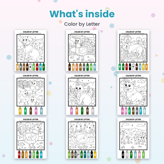 Color by Letter printable – inside pages preview