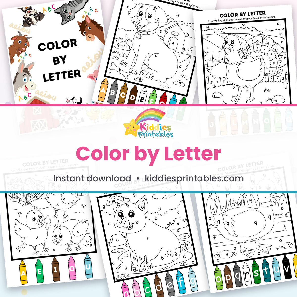 Color by Letter printable – page collage