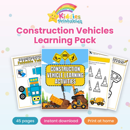 Construction Vehicles Learning Pack printable – cover