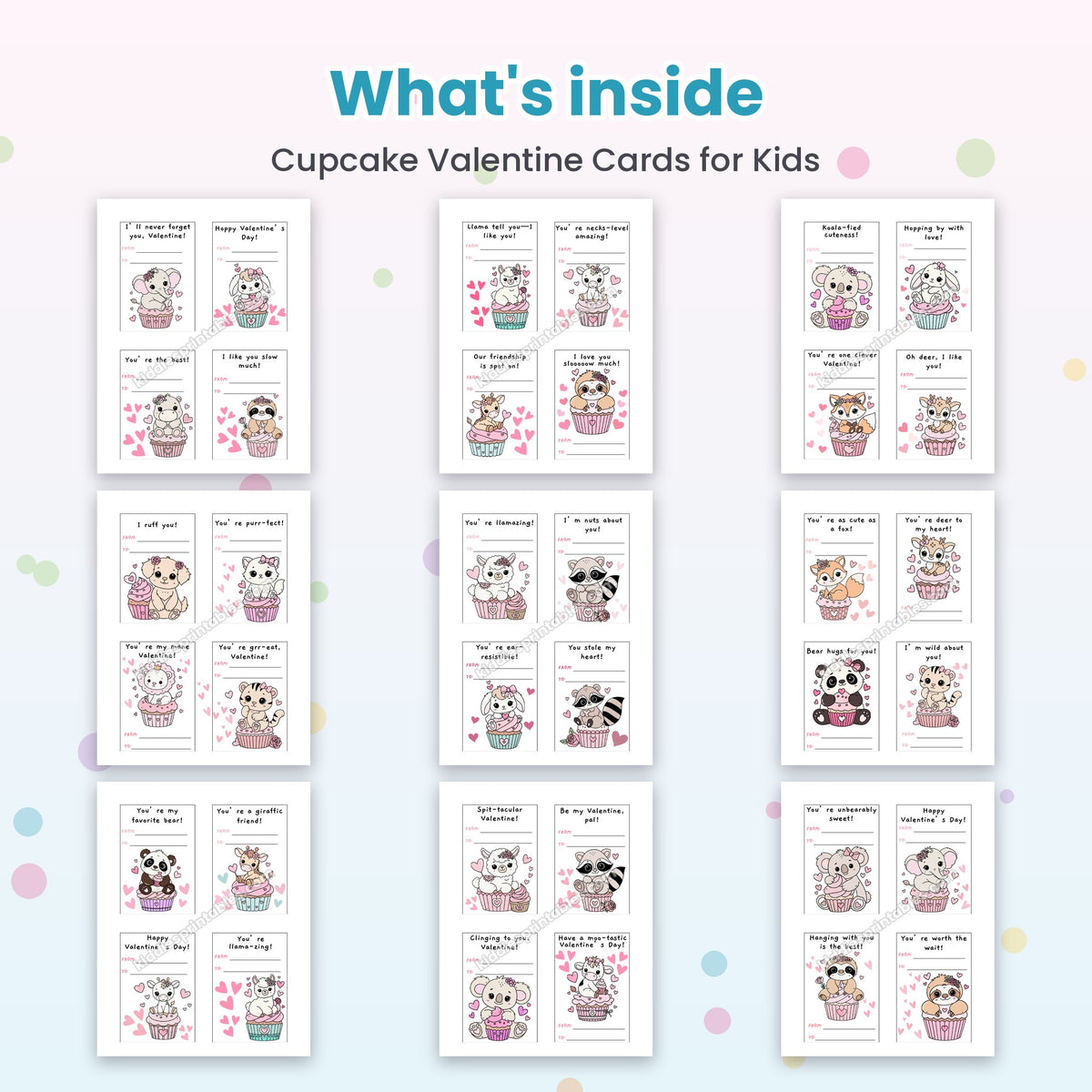Cupcake Valentine Cards for Kids – what's inside