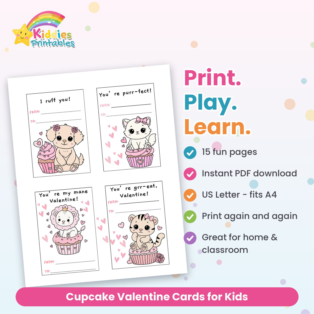 Cupcake Valentine Cards for Kids – features