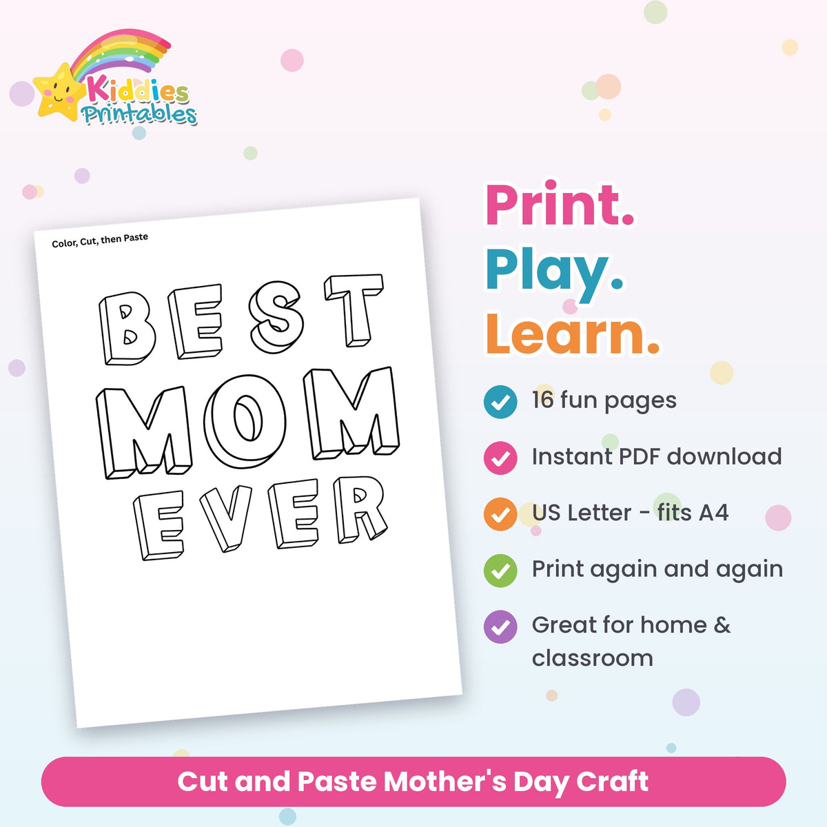 Cut and Paste Mother's Day Craft printable – what's included