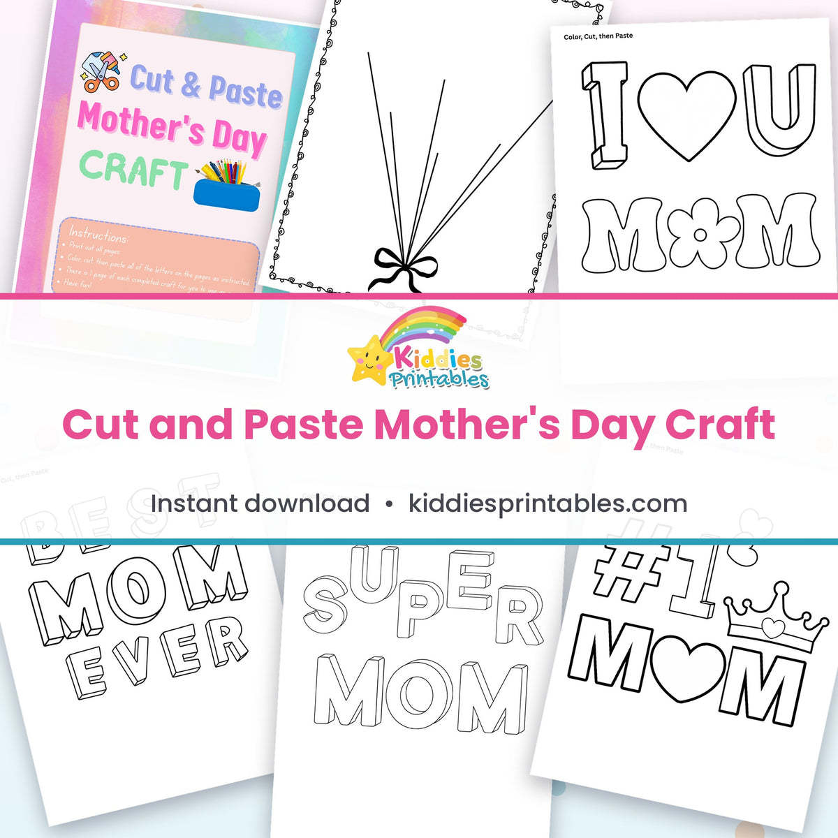 Cut and Paste Mother's Day Craft printable – page collage