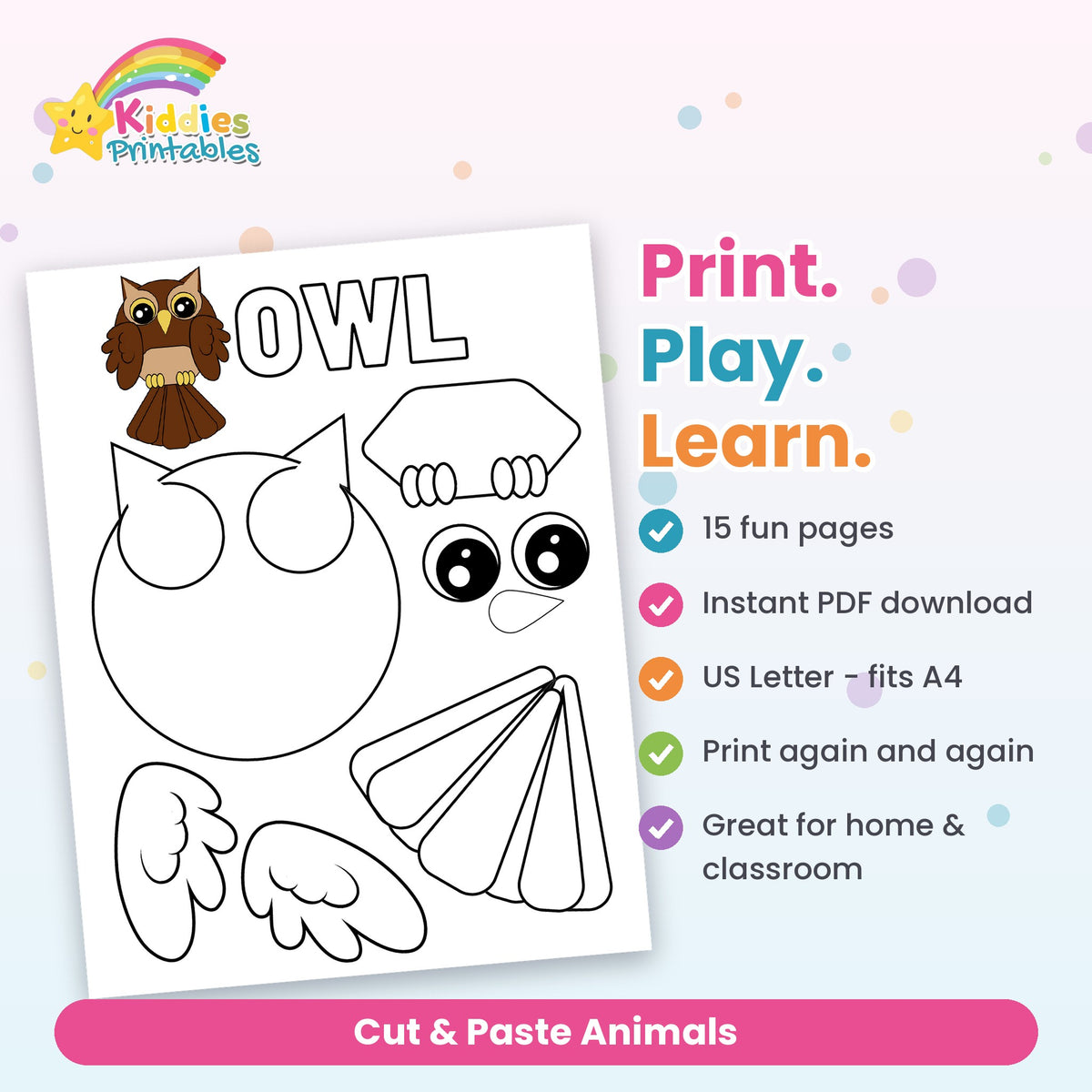 Cut & Paste Animals printable – what's included