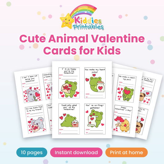 Cute Animal Valentine Cards for Kids printable – main preview