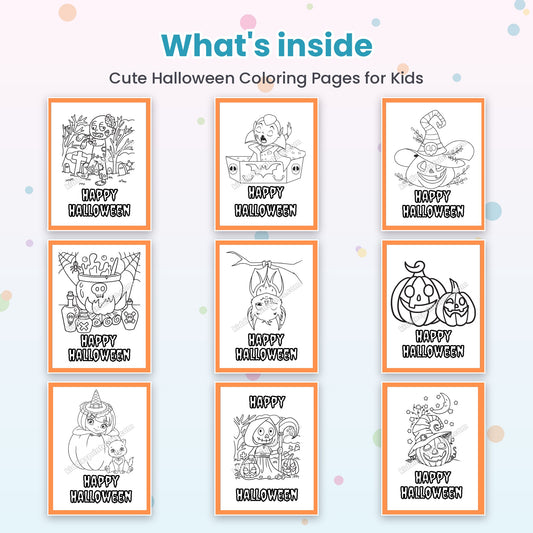 Cute Halloween Coloring Pages for Kids printable – inside pages preview