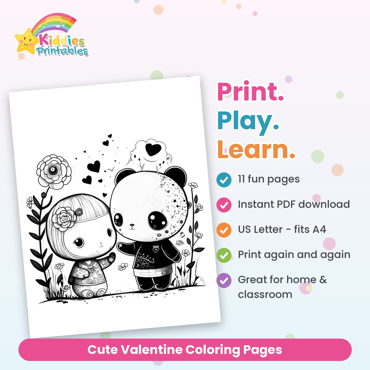 Cute Valentine Coloring Pages features