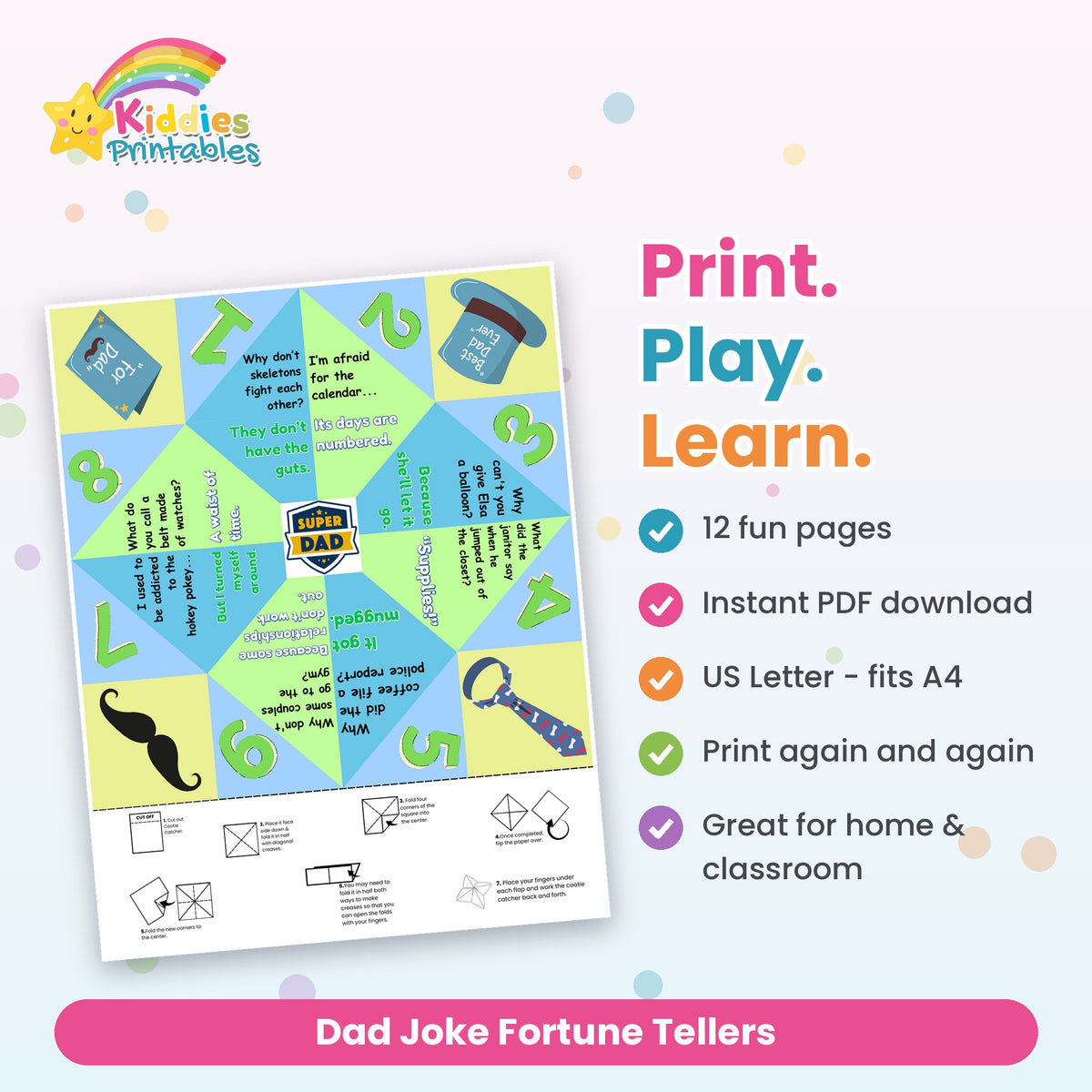 Dad Joke Fortune Tellers printable – what's included
