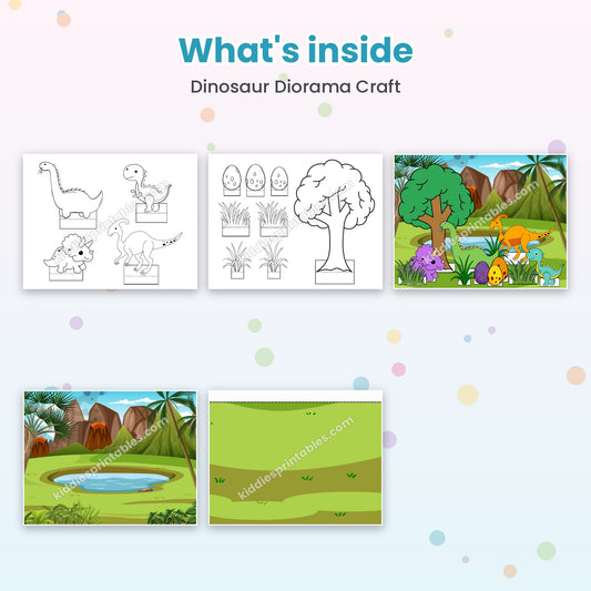Dinosaur Diorama Craft printable – inside pages preview