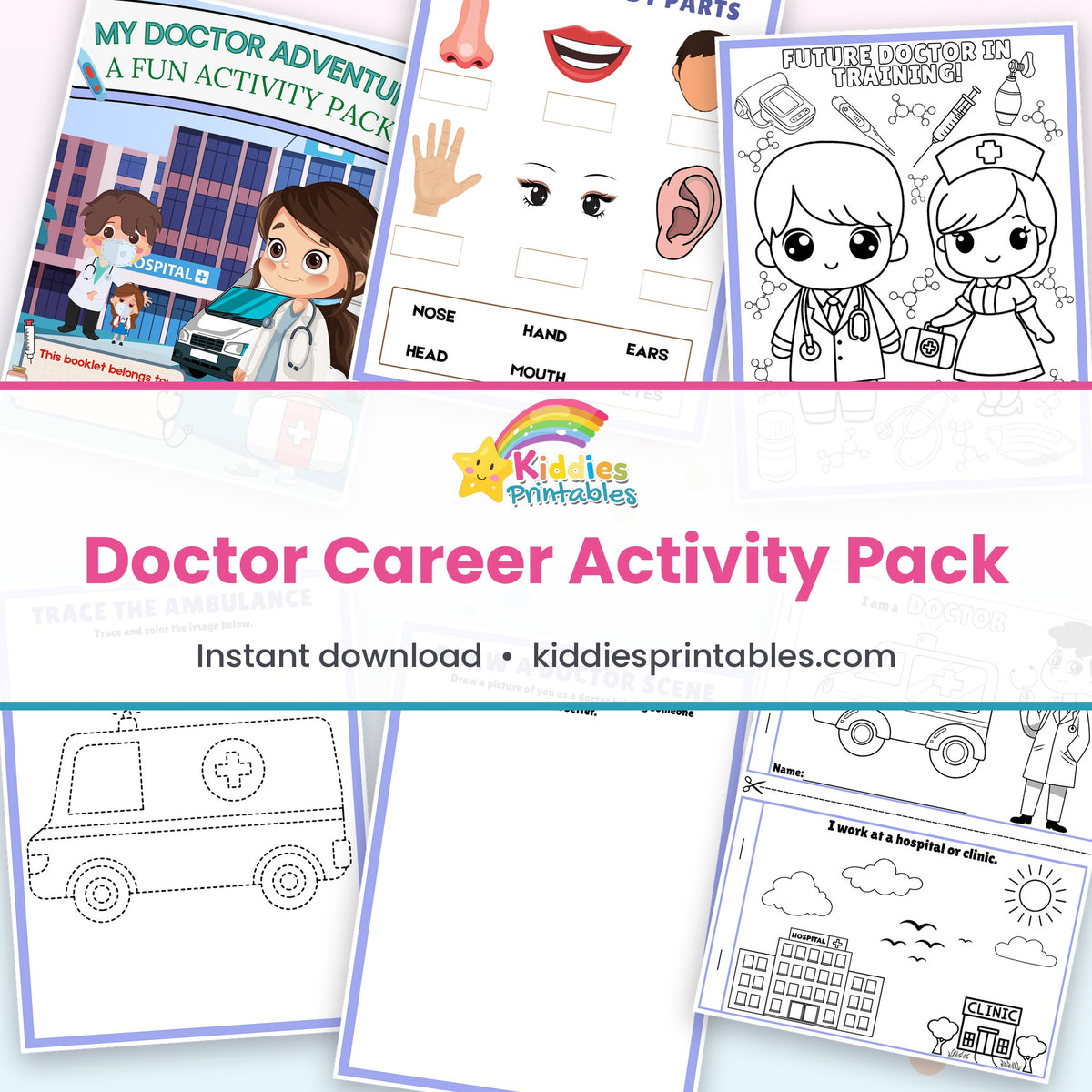 Doctor Career Activity Pack printable – page collage