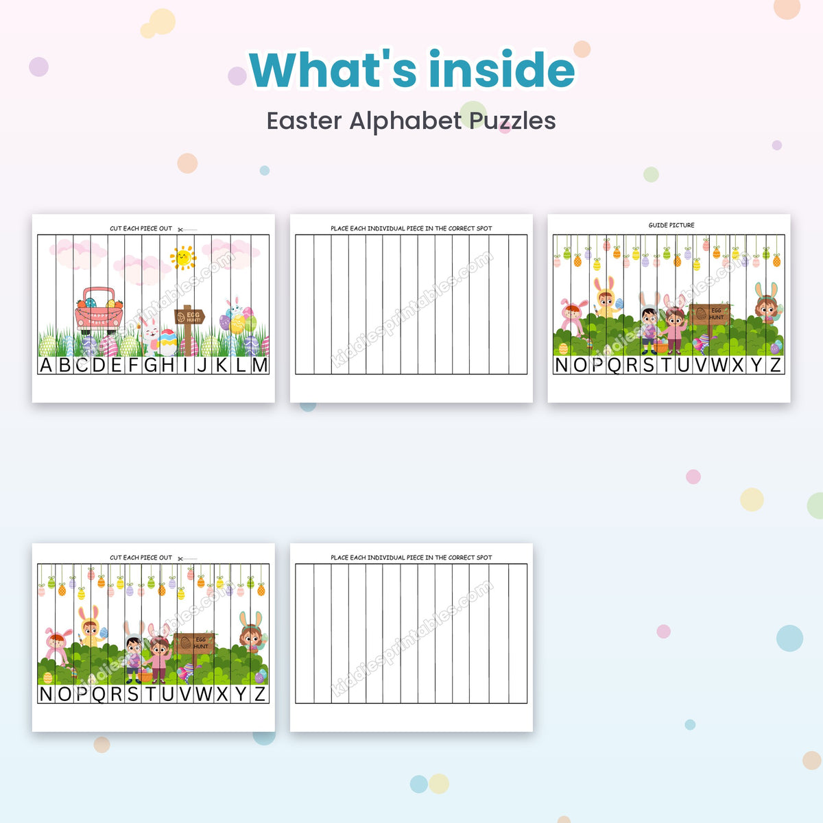 Easter Alphabet Puzzles printable – inside pages preview