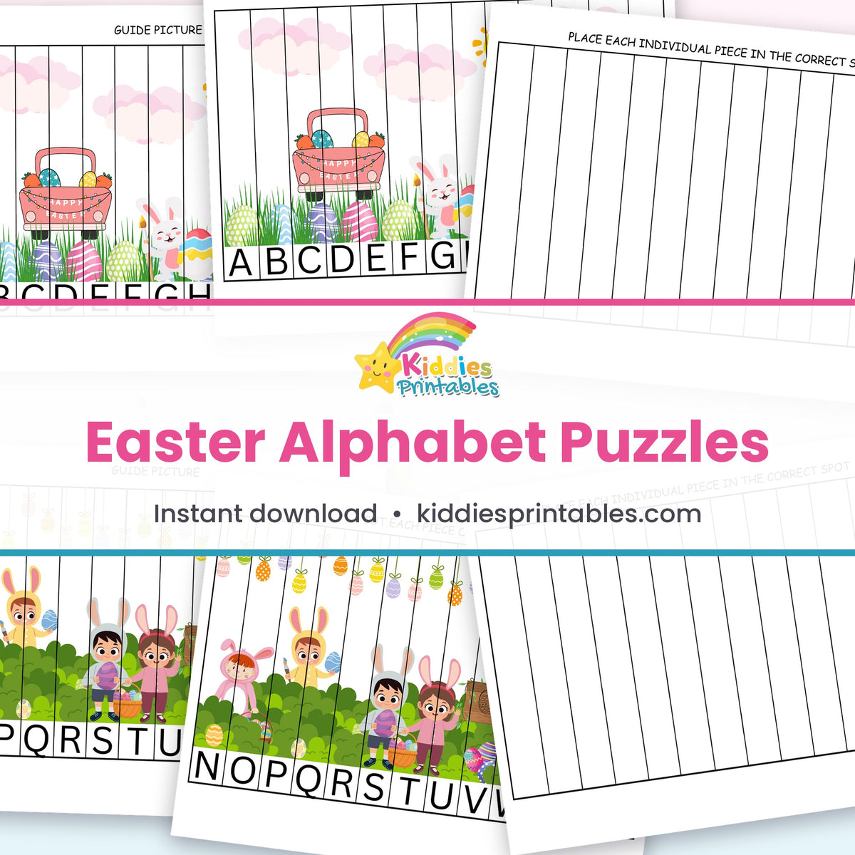 Easter Alphabet Puzzles printable – page collage