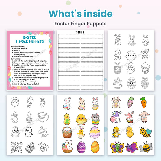 Easter Finger Puppets printable – inside pages preview