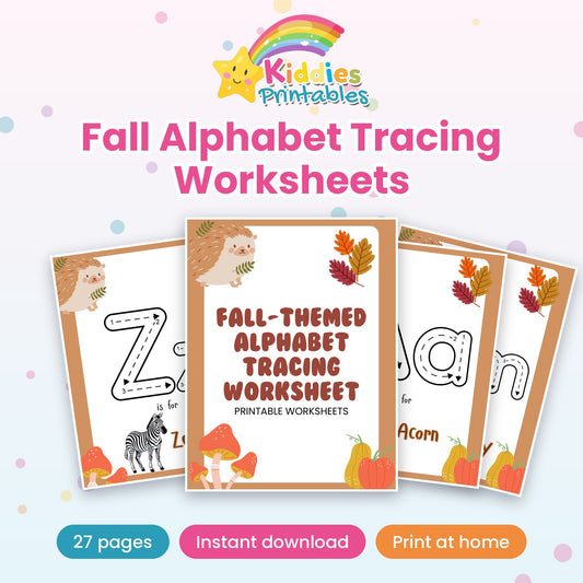Fall Alphabet Tracing Worksheets printable – cover