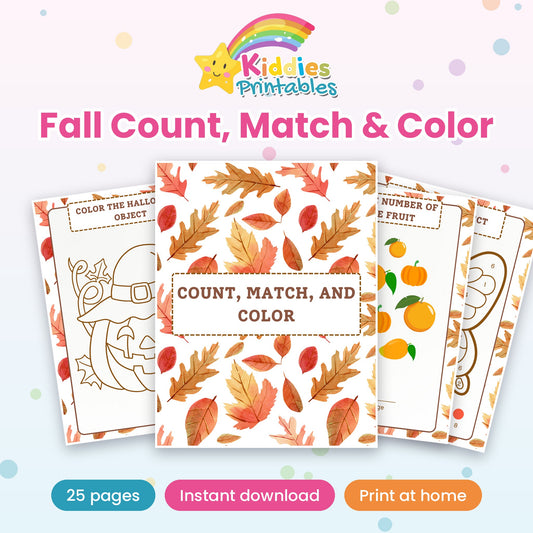 Fall Count, Match & Color printable – cover