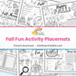 Fall Fun Activity Placemats printable – page collage