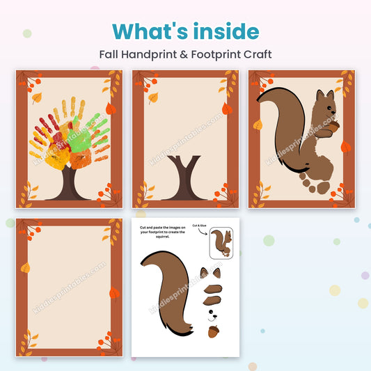 Fall Handprint & Footprint Craft printable – inside pages preview