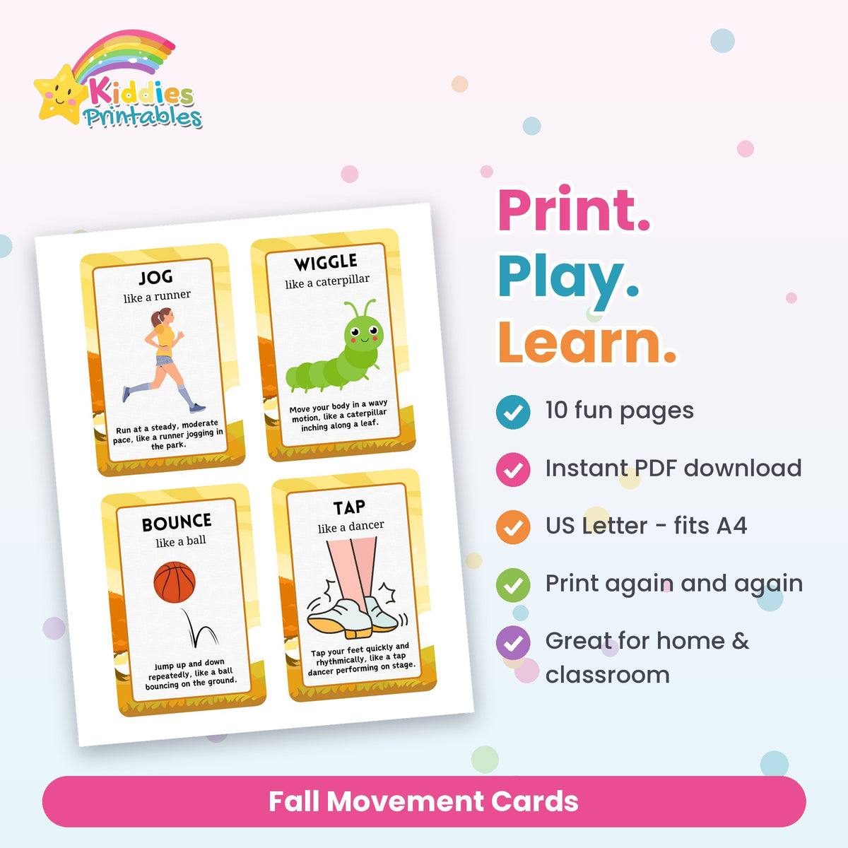 Fall Movement Cards printable – what's included