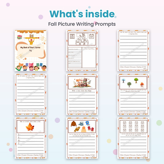 Fall Picture Writing Prompts printable – inside pages preview