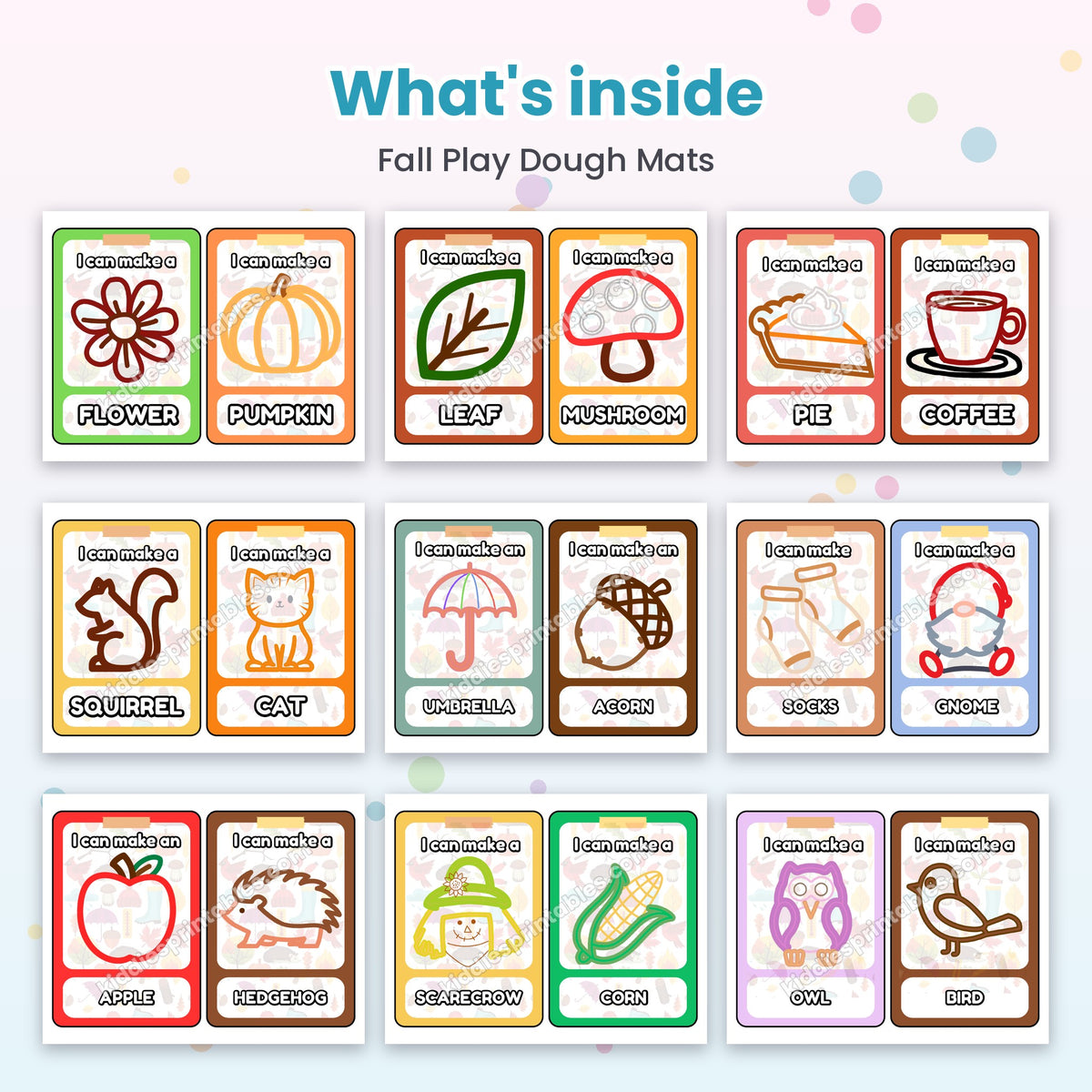 Fall Play Dough Mats printable – inside pages preview