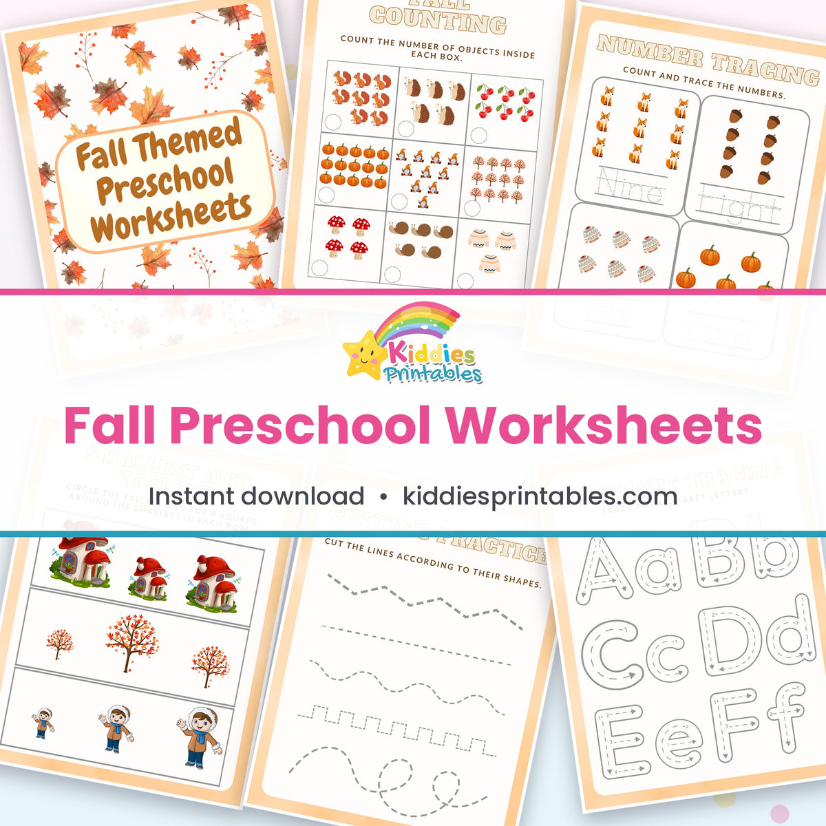 Fall Preschool Worksheets printable – page collage