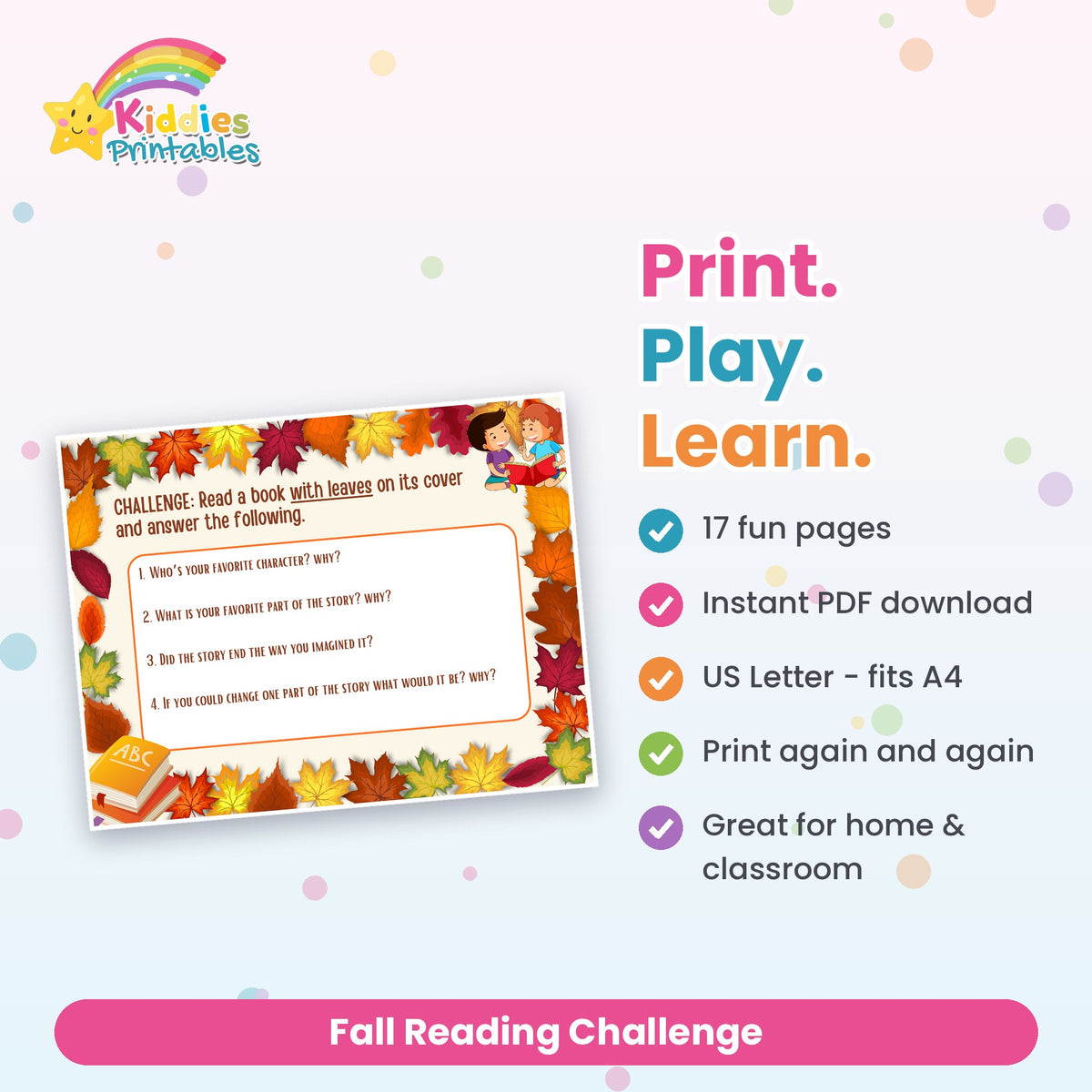 Fall Reading Challenge printable – what's included