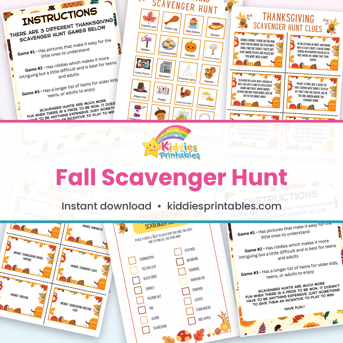 Fall Scavenger Hunt printable – page collage