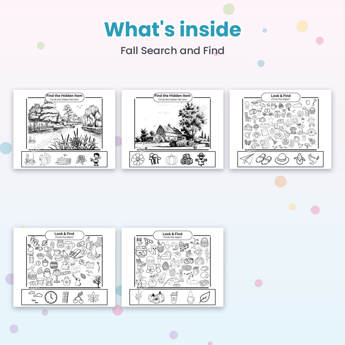 Fall Search and Find printable – inside pages preview