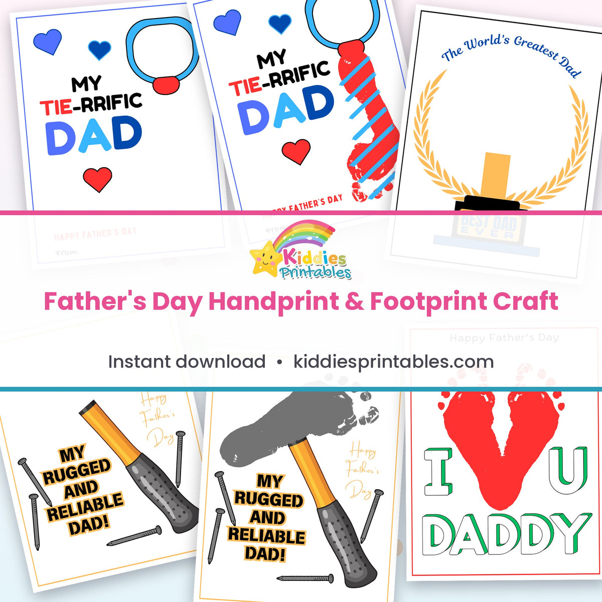 Father's Day Handprint & Footprint Craft – page collage
