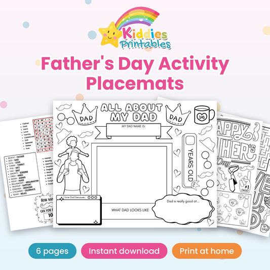 Father's Day Activity Placemats printable – cover
