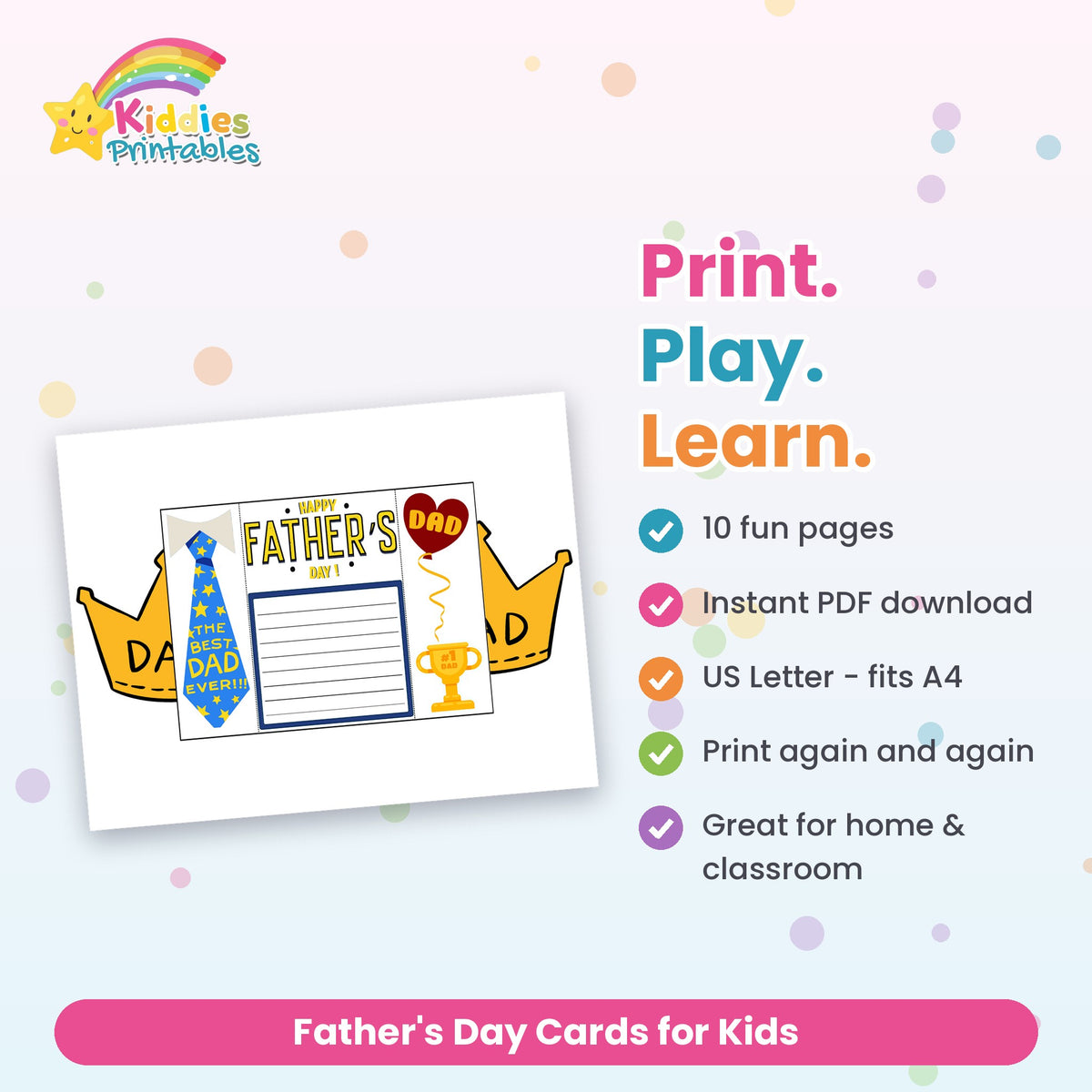 Father's Day Cards for Kids printable – what's included