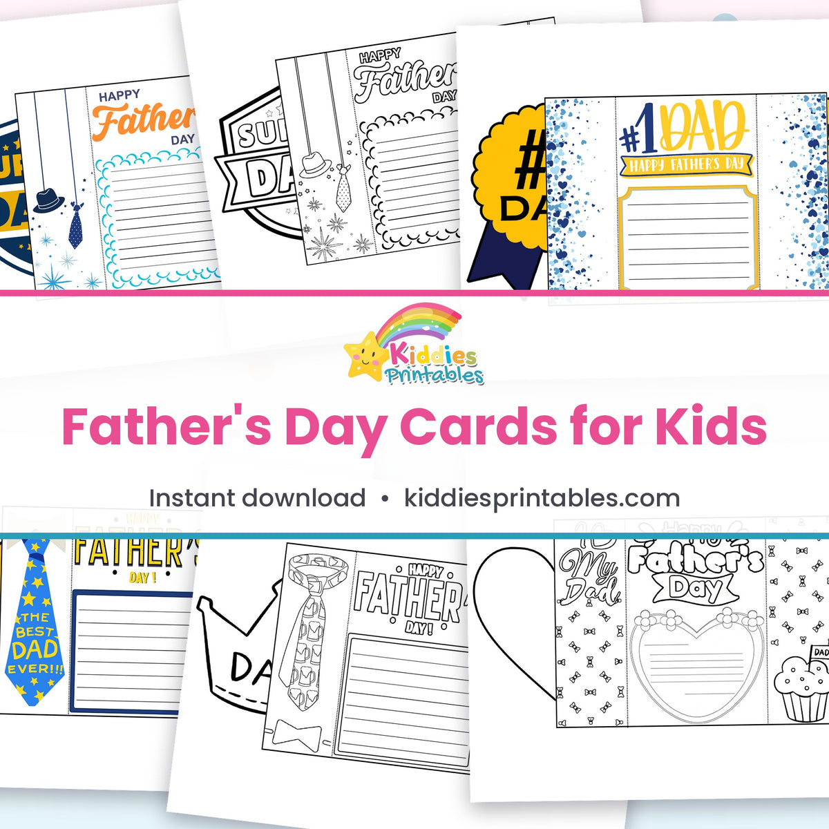 Father's Day Cards for Kids printable – page collage