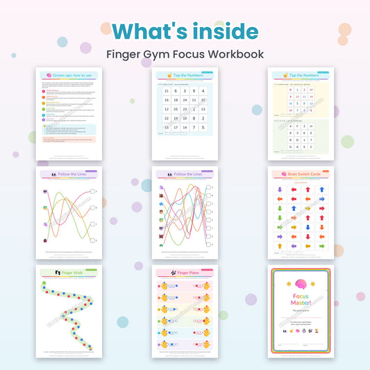 Finger Gym Focus Workbook printable - inside pages preview