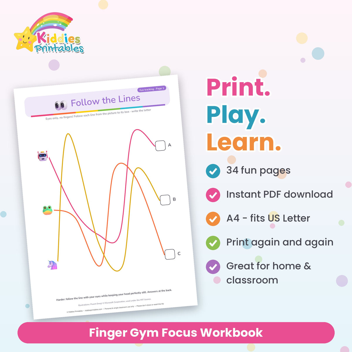 Finger Gym Focus Workbook printable - features and what's included