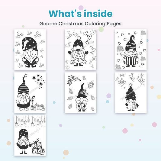 Inside pages of Gnome Christmas Coloring Pages