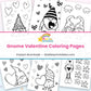 Valentine gnome coloring pages collage