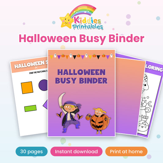Halloween Busy Binder printable - cover and preview