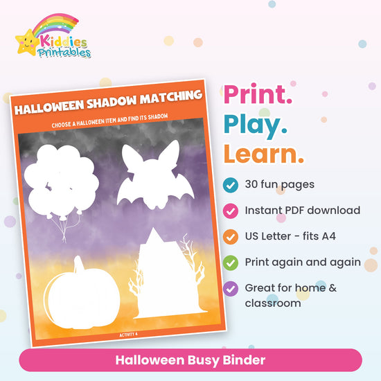 Halloween Busy Binder printable - features