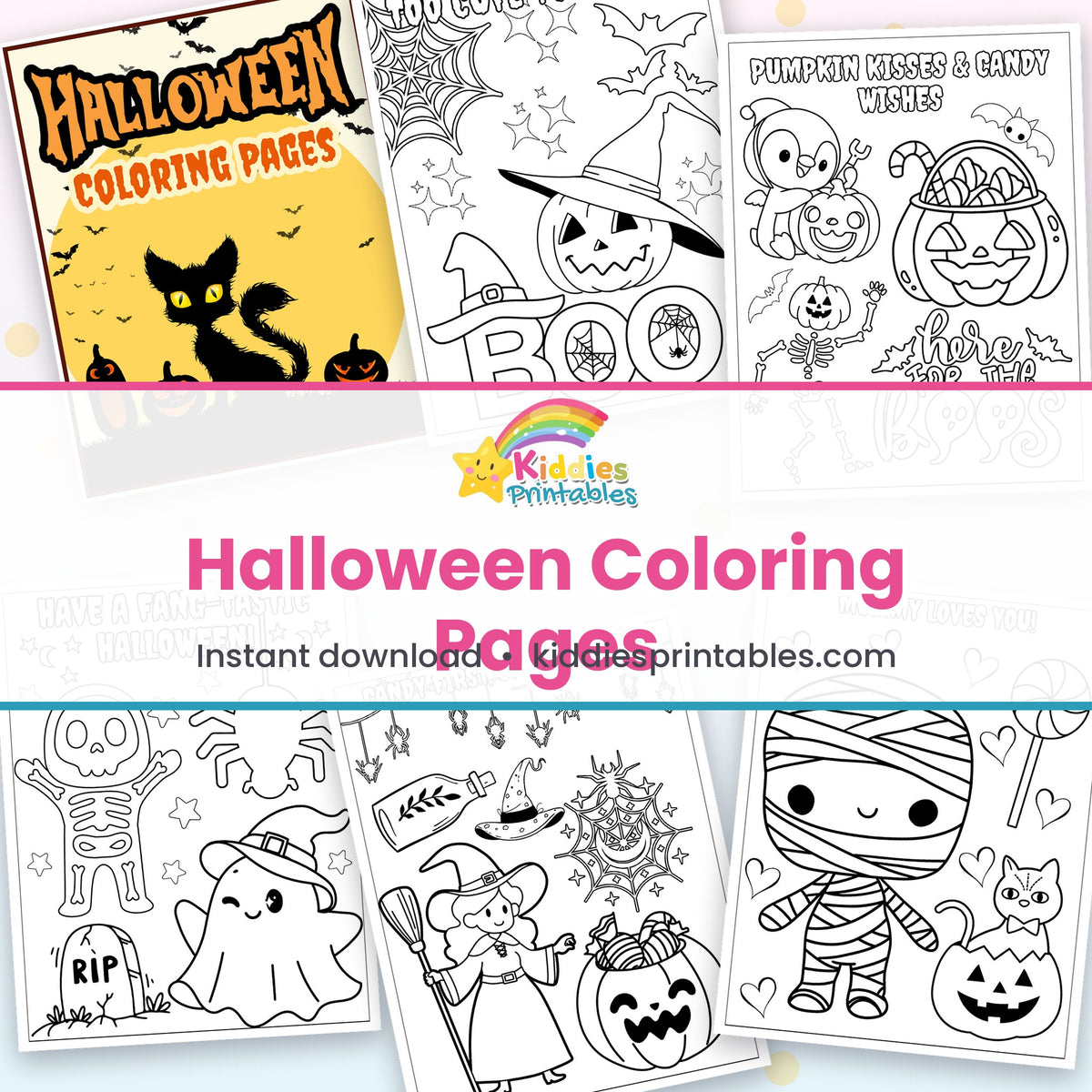Halloween Coloring Pages printable - page collage