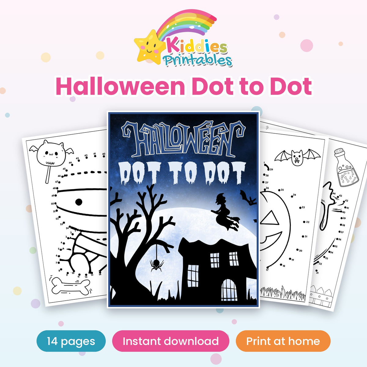 Halloween Dot to Dot printable - cover and preview